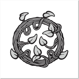 CYCLE OF LIFE ROUND TREE in Black White and Gray - UnBlink Studio by Jackie Tahara Posters and Art